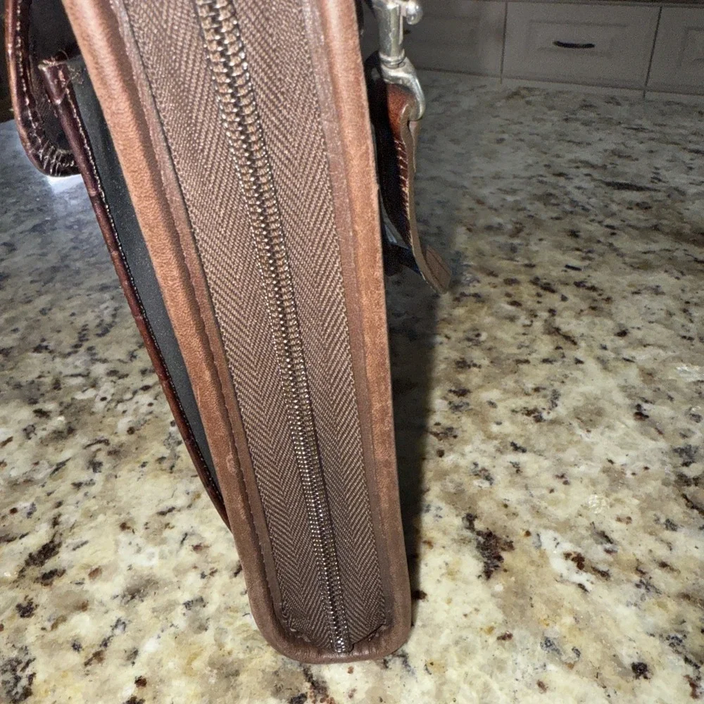 Vintage Brighton Leather/Canvas Zip Around Carryall Planner Organizer Medium4481